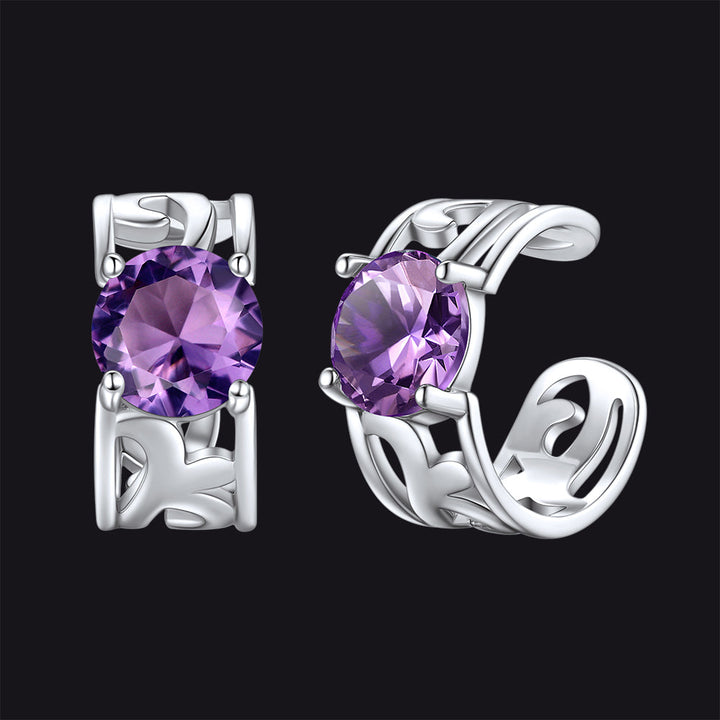 Sterling Silver Celtic Birthstone Ear Cuffs Earrings for Men Women