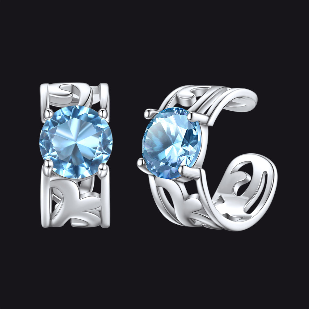 Sterling Silver Celtic Birthstone Ear Cuffs Earrings for Men Women