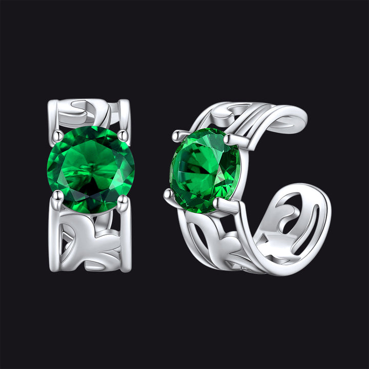 Sterling Silver Celtic Birthstone Ear Cuffs Earrings for Men Women