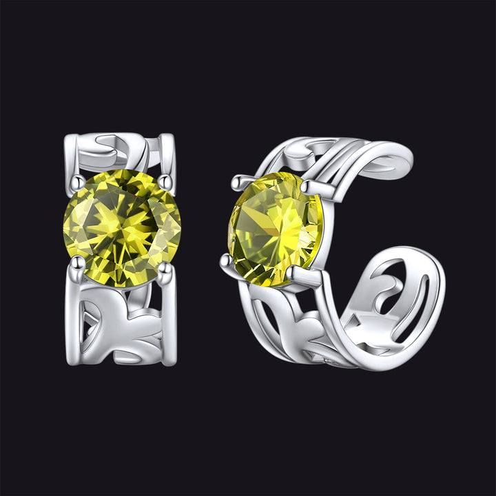 Sterling Silver Celtic Birthstone Ear Cuffs Earrings for Men Women