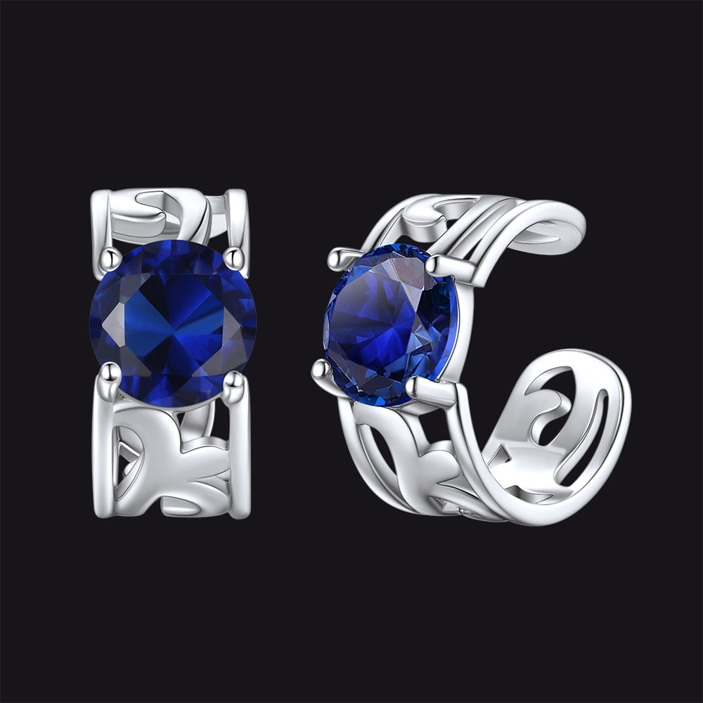 Sterling Silver Celtic Birthstone Ear Cuffs Earrings for Men Women