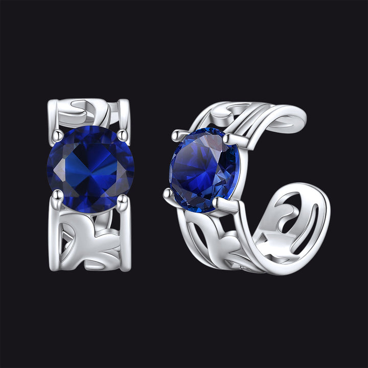 Sterling Silver Celtic Birthstone Ear Cuffs Earrings for Men Women