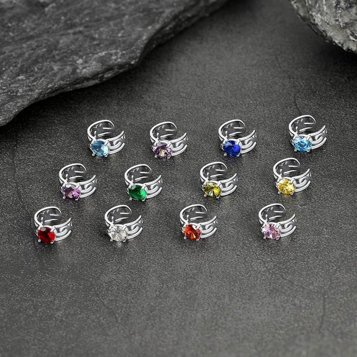 Sterling Silver Celtic Birthstone Ear Cuffs Earrings for Men Women