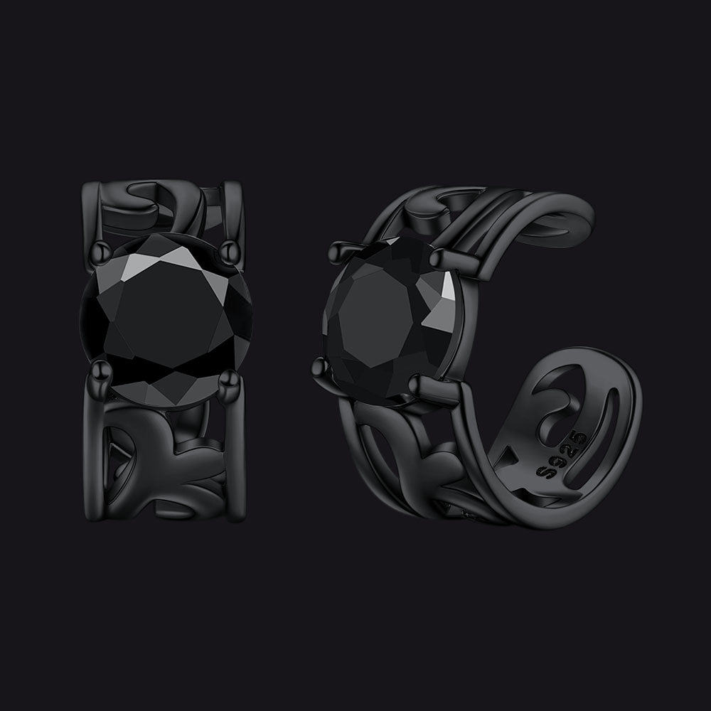 Norse Viking Runes Ear Cuff Earrings for Men in Sterling Silver