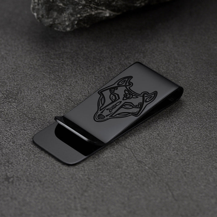 Viking Fenrir Celtic Wolf Money Cash Clip Slim Credit Card Holder