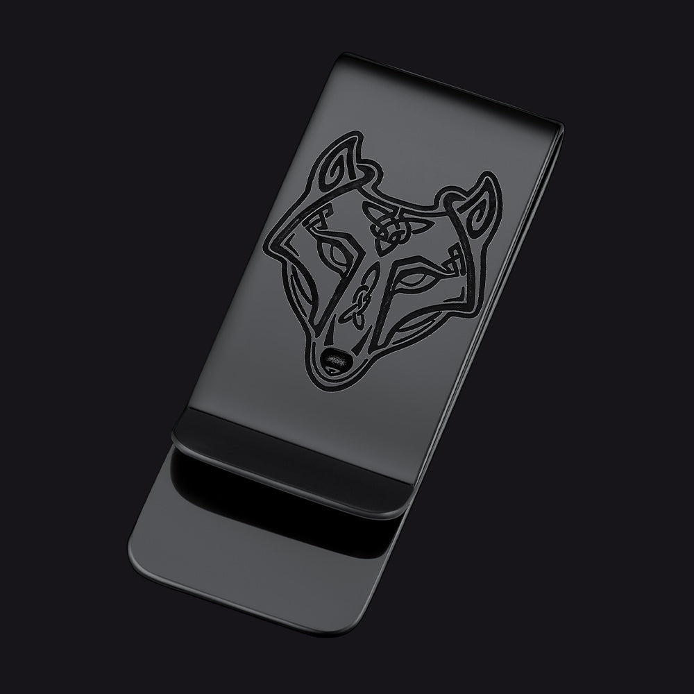 Viking Fenrir Celtic Wolf Money Cash Clip Slim Credit Card Holder