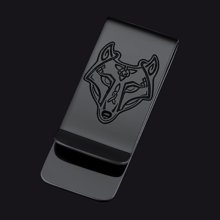 Viking Fenrir Celtic Wolf Money Cash Clip Slim Credit Card Holder