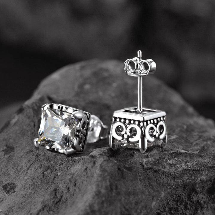 Celtic Diamond Stud Earrings in Sterling Silver for Men Women