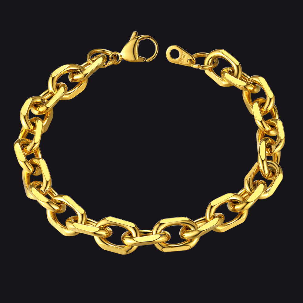 Stainless Steel Rolo Link Bracelet for Men