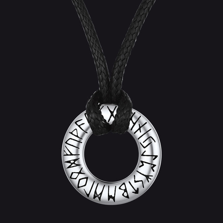 Norse Viking Rune Circle Chain Necklace for Men Women