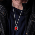 Engraved Crystal Dog Tag Necklace with Viking Runes For Men 3