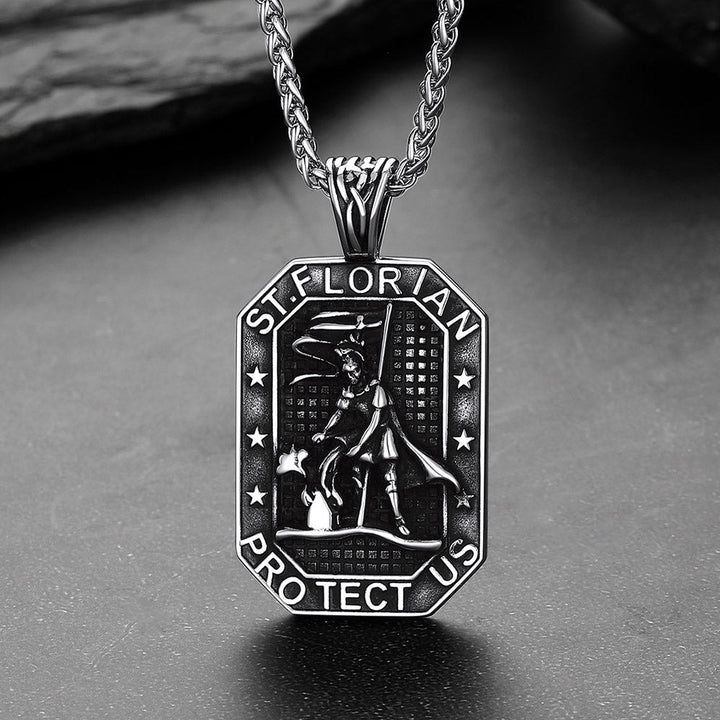 Custom Saint Florian Firefighter Dog Tag Necklace