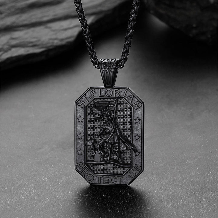 Custom Saint Florian Firefighter Dog Tag Necklace