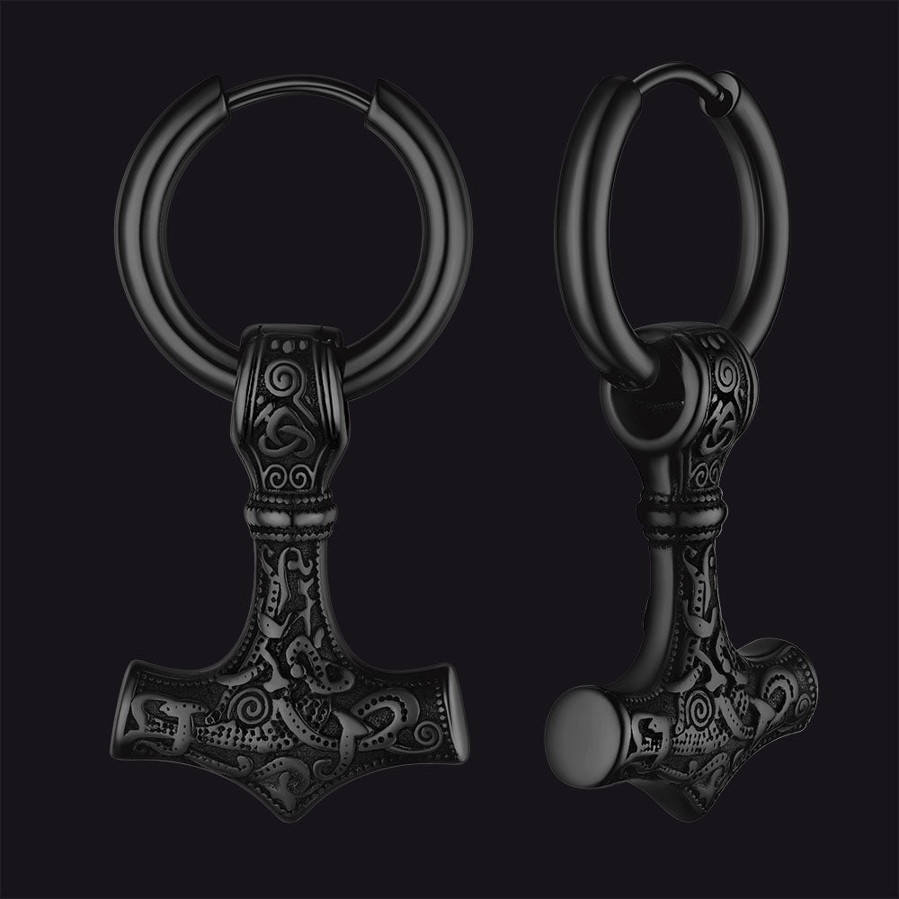 Battle Axe Viking Dangle Hoop Earrings For Men