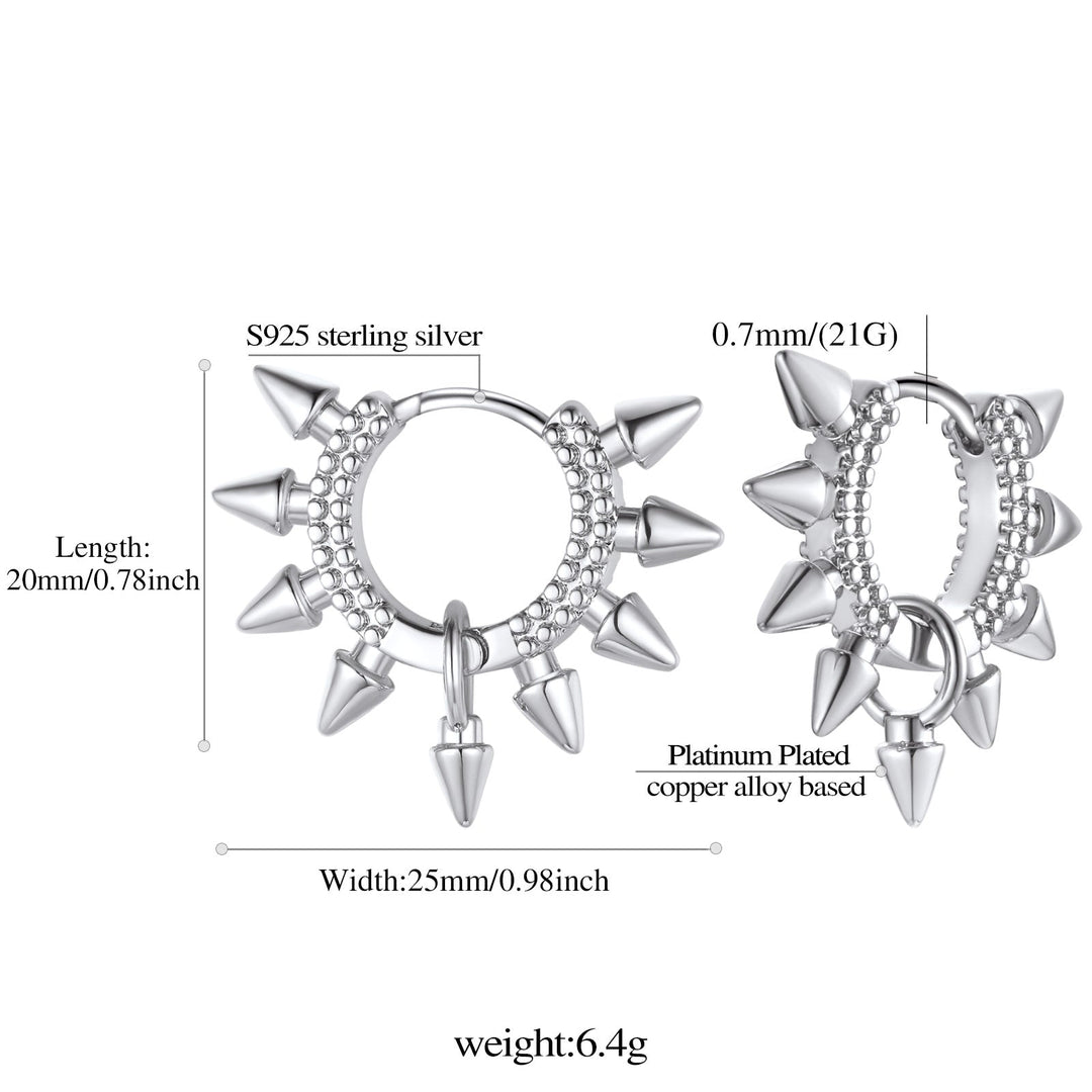 Rivet and Spike Hoop Earrings for Men