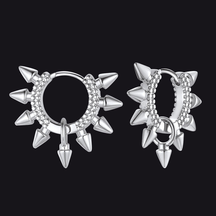 Rivet and Spike Hoop Earrings for Men