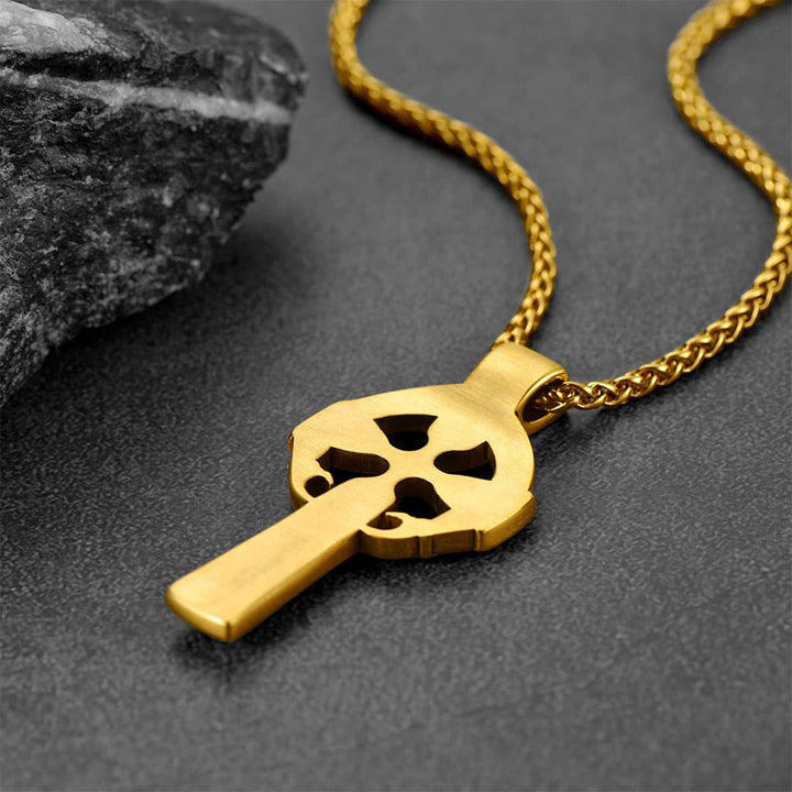 Irish Celtic Cross Necklace with Claddage For Men