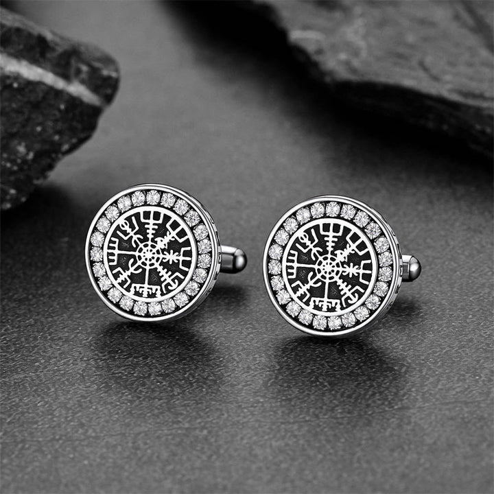 Nordic Viking Vegvisir Compass Cufflinks for Men