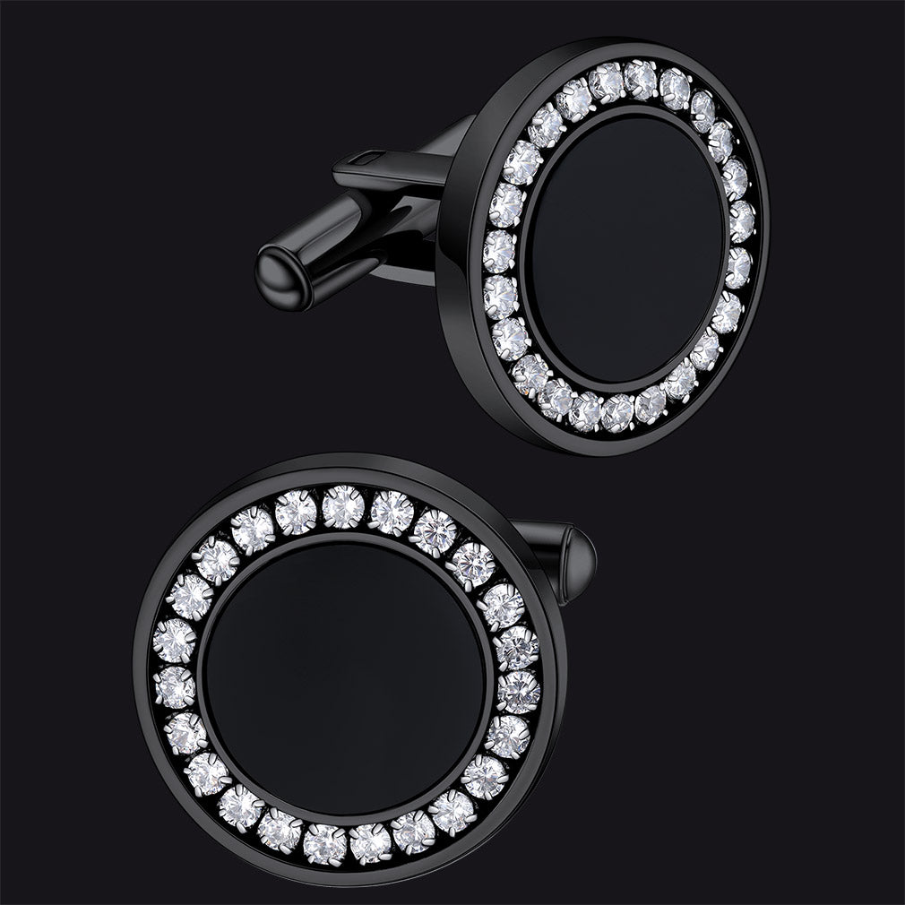 Wedding Black Onyx Cufflinks for Men Groom
