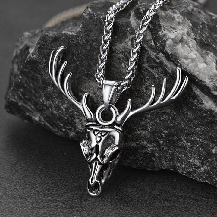 Viking Deer Necklace With Celtic Knot Christmas Gift for Men Women