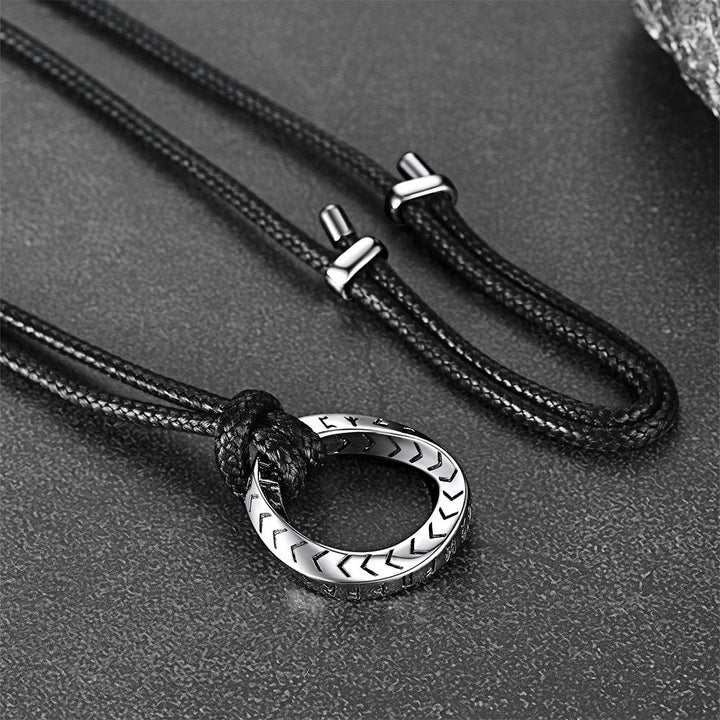 Viking Mobius Circle Leather Necklace Adjustable Leather Chain for Men