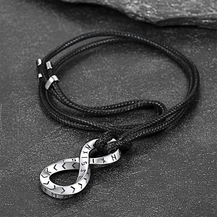Viking Mobius Infinity Necklace Adjustable Leather Chain for Men