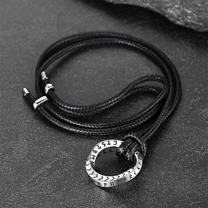 Viking Mobius Circle Leather Necklace Adjustable Leather Chain for Men
