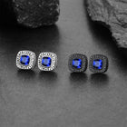 Cushion Cut Diamond Stud Earrings with Viking Runes in Sterling Silver 8
