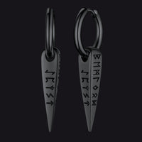 Norse Viking Runes Dangle Hoop Earrings For Men