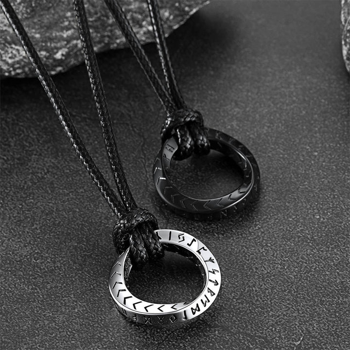 Viking Mobius Circle Leather Necklace Adjustable Leather Chain for Men
