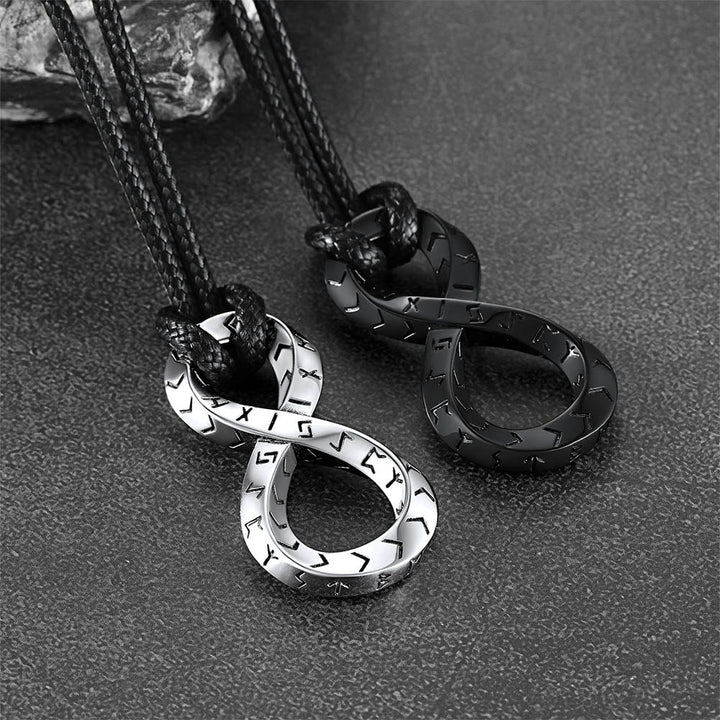 Viking Mobius Infinity Necklace Adjustable Leather Chain for Men