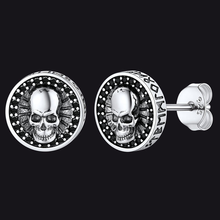 Viking Rune Fang Stud Earrings for Men – Nordic Star CZ Earrings