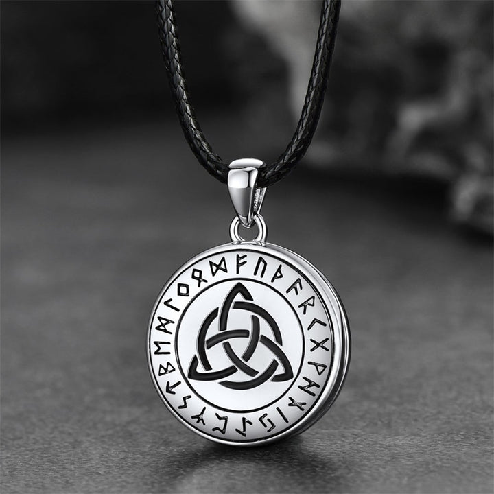 Custom Celtic Knot Photo Locket Necklace With Leather Chain for Men