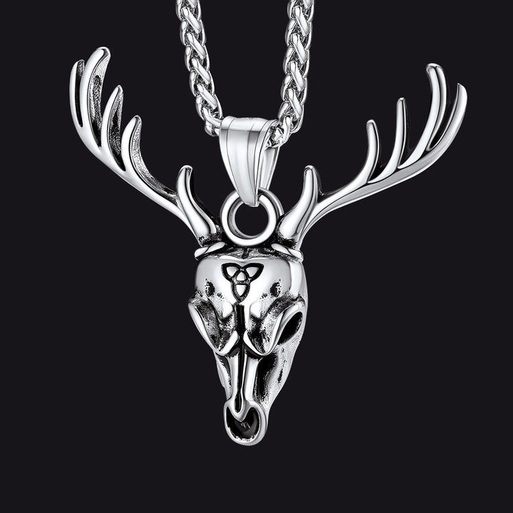 Viking Deer Necklace With Celtic Knot Christmas Gift for Men Women