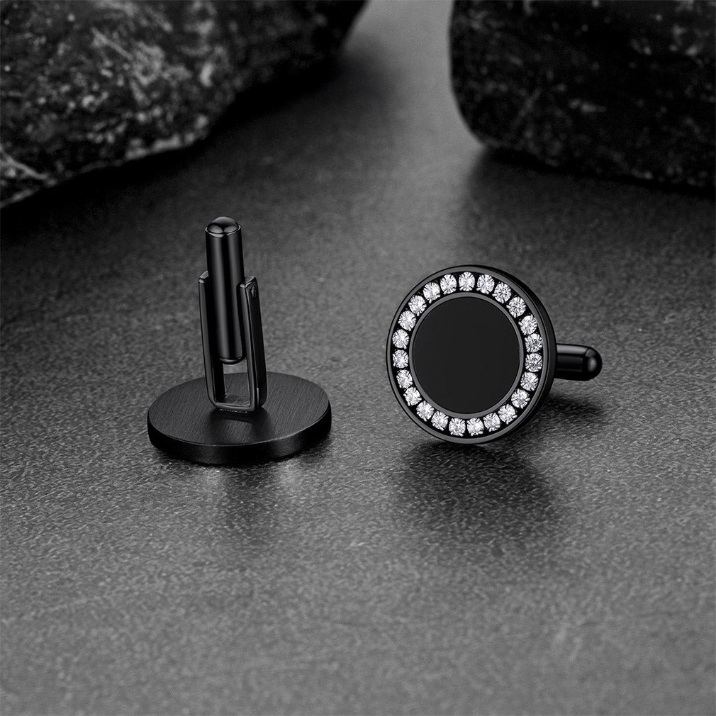 Wedding Black Onyx Cufflinks for Men Groom