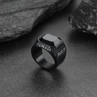 F*ck it Black Onyx Ring with Viking Runes for Men 5
