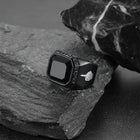 F*ck it Black Onyx Ring with Viking Runes for Men 4