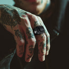 F*ck it Black Onyx Ring with Viking Runes for Men 2