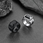F*ck it Black Onyx Ring with Viking Runes for Men 3