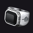 F*ck it Black Onyx Ring with Viking Runes for Men 8