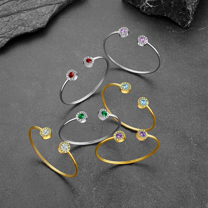 Roman Numerals Birthstone Bracelets for Men Women