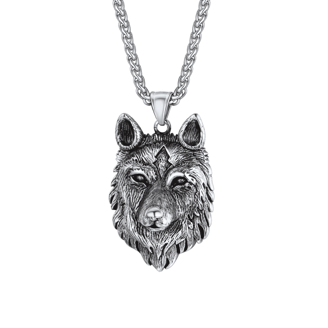 Viking Wild Wolf Pendant Necklace Norse Jewelry For Men