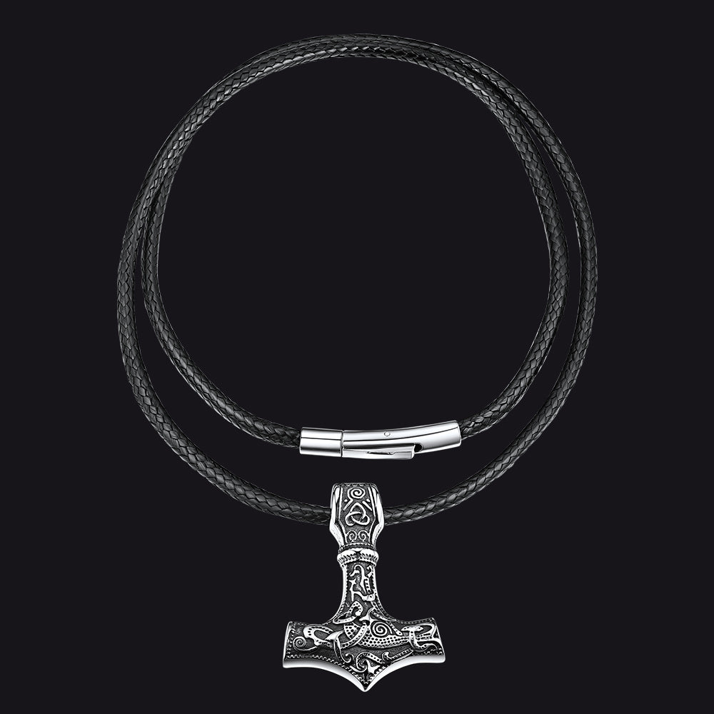 Norse Viking Thor's Hammer Necklace Mjolnir Pendant for Men