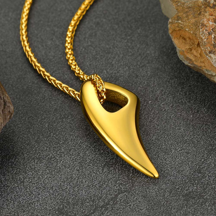 Norse Viking Wolf Tooth Spear Pendant Necklace for Men
