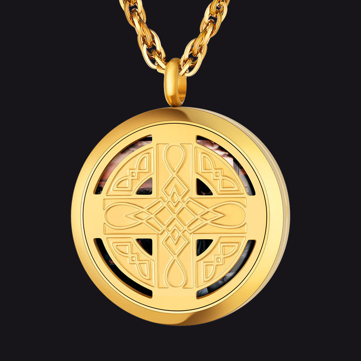 Custom Picture Celtic Knot Cross Locket Aromatherapy Essential Oil Necklaces for Men