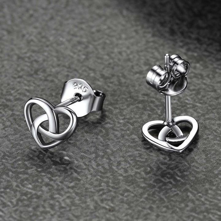 Sterling Silver Celtic Knot Heart Stud Earrings for Women Girl