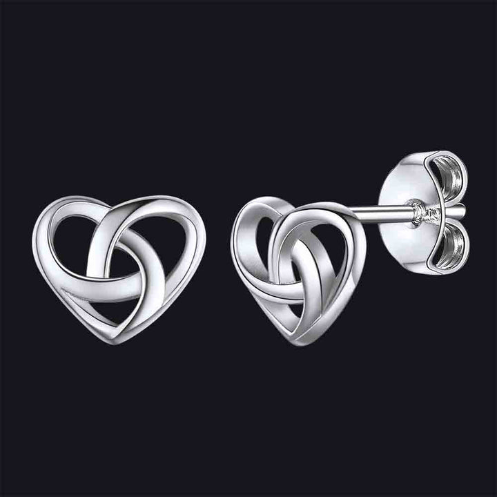 Sterling Silver Celtic Knot Heart Stud Earrings for Women Girl