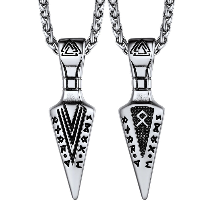 Viking Odin Gungnir Sword Necklace with Runes For Men