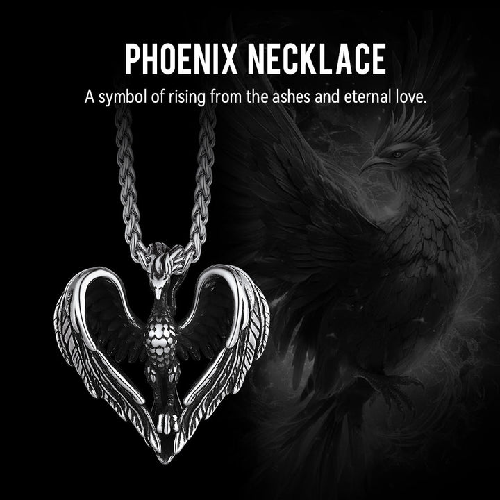 Vintage Phoenix Heart Pendant Necklace for Men