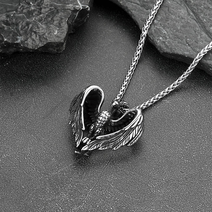 Vintage Phoenix Heart Pendant Necklace for Men